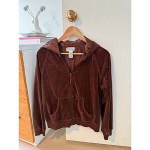 NYL New York‎ Laundry Brown Velour Zip Hoodie 🤎